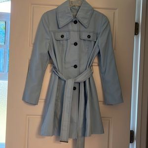 Funky XS retro trench coat - light  blue/dark blue stitching and buttons